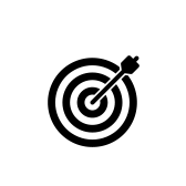 Target icon representing level-appropriate musical challenges designed to help intermediate and advanced students improve their skills at Rawk U music workshops.